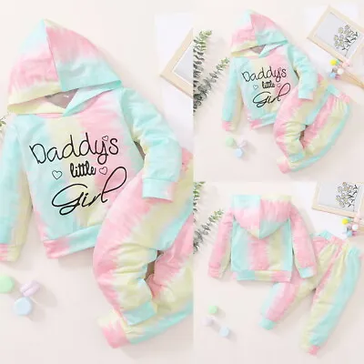£2.99 • Buy Newborn Baby Girls Tie Dye Hooded Sweatshirt Tops Pants Tracksuit Outfit Clothes