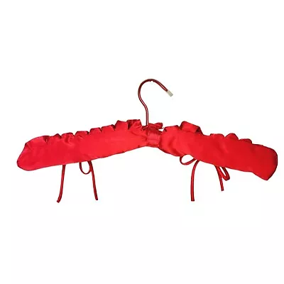 Red Satin Padded Lingerie Boudoir Clothing Hanger Ruched Pleated Bows Vintage • $23.75