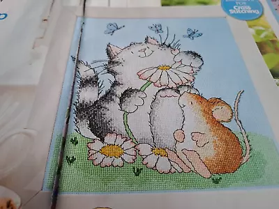 Cross Stitch Chart  Margaret Sherry Cat And Mouse  Flower Chart Friendship • £0.99