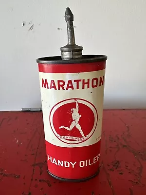 Vintage Marathon Oil Lead Top 4 Oz Oval Handy Oiler Advertising Can • $110.99