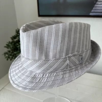 Kangol Sir Alperton Fedora Hat Adult Size S/M Striped Gray Blue White Striped • $14.99