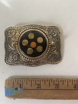 Gold Tone United States Coins Western Style Vintage Belt Buckle 3” • $16