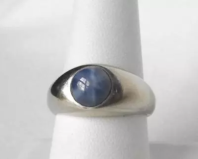 Vintage 14k White Gold Mens 2.25Ct Blue Star Sapphire Ring Sz 9 HEAVY 9.4gr • $695