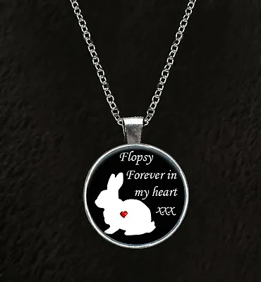 £7.99 • Buy Personalised Rabbit Memorial Pendant 18  Silver Plated Necklace Gift R89
