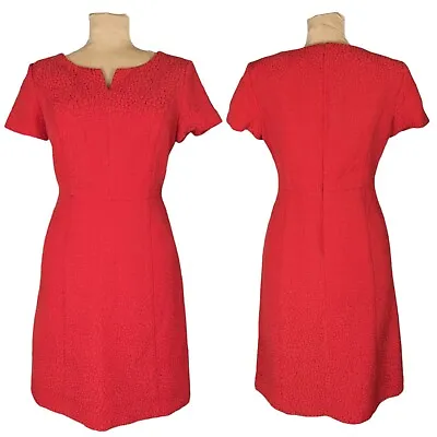 Talbots Sz 10 Classic Red Textured Short Sleeve Fit N Flare Dress Career Mad Men • $34.99