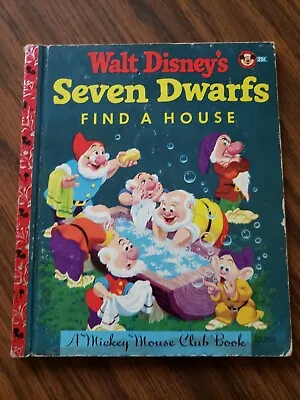 Vintage Walt Disney's Seven Dwarfs Find A House A Mickey Mouse Club Book 1952 • $3
