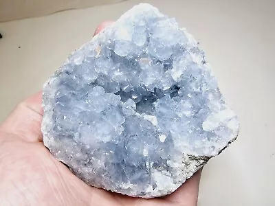 Beautiful Sparkling Blue Celestite Geode Celestine Crystal Cluster 9 X 8 X 4 Cm • $39.99