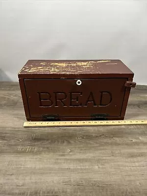 Vintage Weathered Wooden Bread Box 17  X 9  X 7  Bread Keeper Storage Bread Bin • $23.93