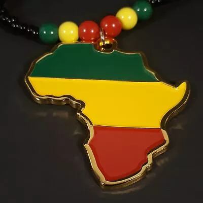 Red Yellow Green Africa Necklaces Metal - Rasta Beaded Chain • $11