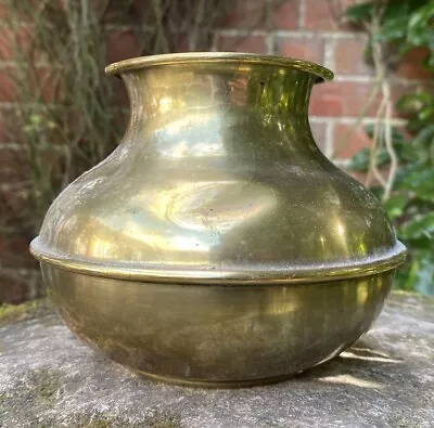 Antique Good 1924 Birmingham Brass Cauldron Urn Pot Planter Garden Interior • £0.99