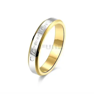 18K Gold Plated Forever Love Stainless Steel Silver Men Women Engagement Rings • £3.99