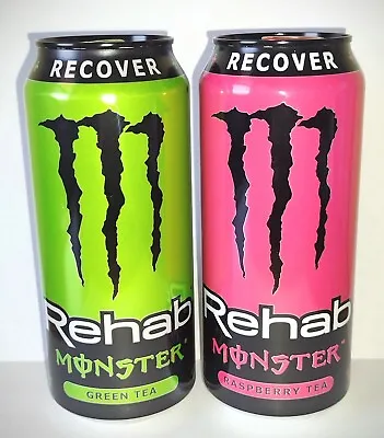 Monster Energy Drink REHAB - 1X GREEN TEA + 1X RASPBERRY TEA 15.5oz FULL CANS • $22.99