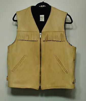 Mens Uber Zip Deerskin Vest Fleece Lining Pockets 43 Chest Fringe • $50