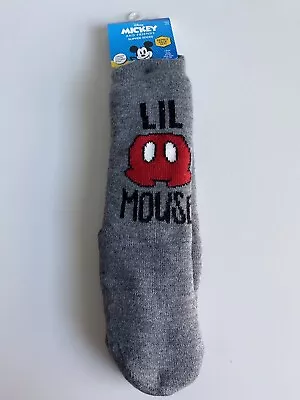 Disney Mickey Lil Mouse Slipper Long Socks Kids Shoe Sz 7.5 - 3.5 Grey NEW • $15