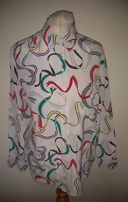 £19.99 • Buy Ladies Equipment Light Grey Squiggle Ribbon 100% Silk Shirt Xs 8/10