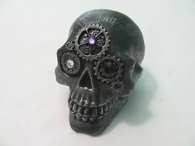 Hand Decorated Black & Silver Steampunk Resin Skull • $9.99