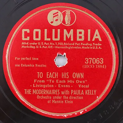 Modernaires W/Paula Kelly To Each His Own/Holiday For Strings 1946 78rpm Record • $5.35