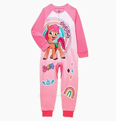 MY LITTLE PONY Pajamas Size 4-12 Girl One Piece Union Suit Blanket Sleeper SUNNY • $19.85