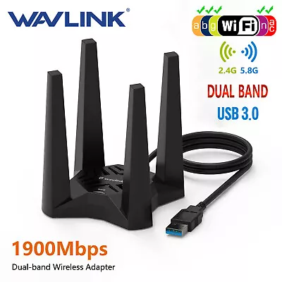 1900Mbps Long Range AC1900 Dual Band 2.4/5G Wireless USB 3.0 WiFi Adapter • $27.79