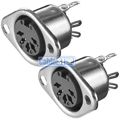 5 PIN DIN X 2 CHASSIS PANEL FEMALE SOCKET 180 DEGREES NICKEL CONNECTOR SOLDER • £3.25