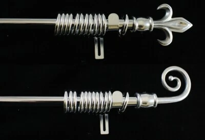 £13.95 • Buy CHROME Metal 16mm Curtain Poles 2 Pole Ends Shepherd's Crook Fleur De Lys NEW