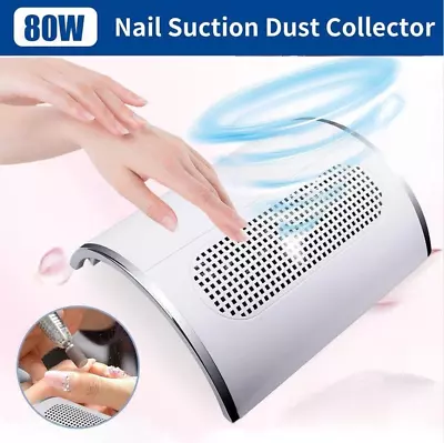 80W Nail Dust Suction Collector With Fan Dust Bag Vacuum Cleaner Manicure Tools • $28.99