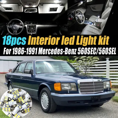 18Pc 1986-1991 Mercedes-Benz 560SEC/SEL Car Interior LED White Light Bulb Kit  • $15.99