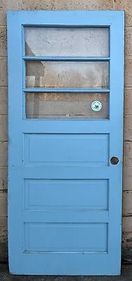 32 X79 X1.75  Antique Vintage Old SOLID Wood Wooden Entry Door 3 Window Glass • $449.99