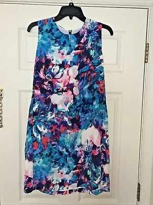 CYNTHIA ROWLEY Tie Dye Floral Van Gogh Painting Flower Dress Silk Sz 8 ❤️tb5m19 • £33.26