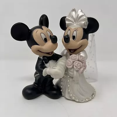 Mickey & Minnie Mouse Disney Bride Groom Figurine Ceramic Great For Wedding Cake • $18