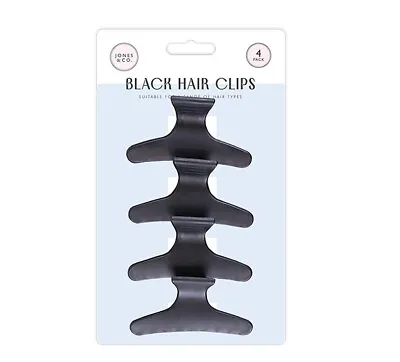 New 4 Pack Butterfly HAIR CLIPS Salon Hairdresser Clamps Claw Grip Black 8cm UK • £2.85