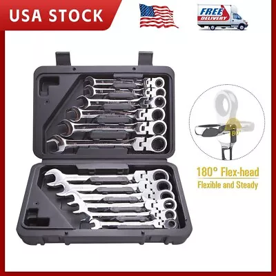 12-Piece Flex-Head Wrench Set Metric Wrench Sets 8-19mm With Organizer Box • $39.99