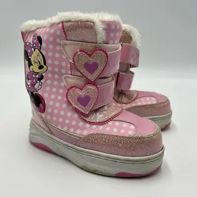 Disney Minnie Mouse Toddler Girls' Pink Snow Winter Boots Size 12 • $20