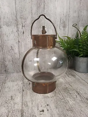 £45 • Buy Glass Hanging Ceiling Pendant Lantern Candle Holder Nautical Copper Brass Ship