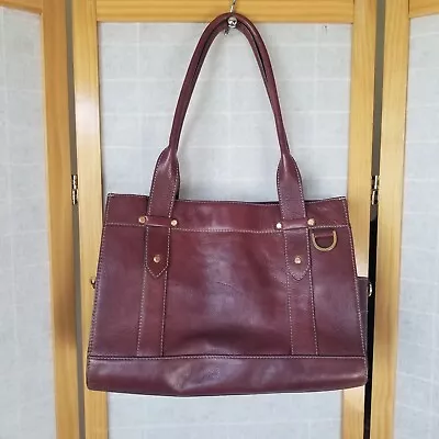 Franklin Covey Red Leather Tote Bag Handbag Double Handle Removable Wristlet • $29.90