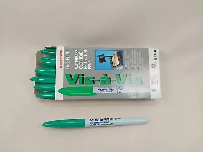 Box Of GREEN Vis-A-Vis Vintage Wet-Erase Overhead Projector Transparency Markers • $38.99