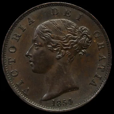 1854 Queen Victoria Young Head Copper Halfpenny G/EF • £55