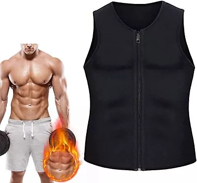 Men Gynecomastia Body Shaper Slimming Vest Sweat Compression Tank Top Shirt Gym • £10.79