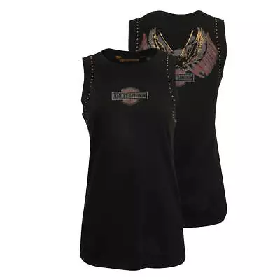 Harley Davidson Women's Tank Top Black Studs HD Official Logo (S09) • $23.67