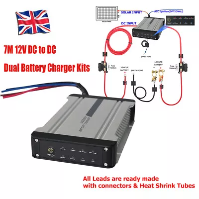 7M Caravan 12V DC To DC Dual Battery Charger Built-in Solar Voltage Sensitive UK • £167.89