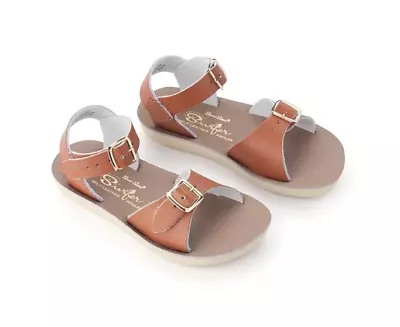 SALTWATER | Sun-San Surfer Kids Tan Leather Buckle Sandals Sz 9 • $20