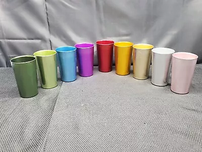 Lot Of (9) Vintage Bascal Aluminum Metal Cups Tumblers Colorful MCM Retro • $29