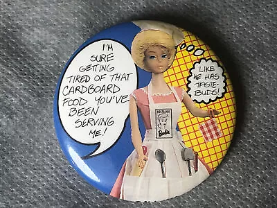 Vintage 1989 Mattel Nostalgic Cook Barbie Round Pinback Button Badge Rare VHTF • $15.75