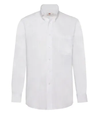 New Mens Fruit Of The Loom Long Sleeve Oxford Shirt. 5 Colours. A4148. • £5.99
