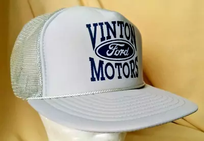 Ford Vinton Motors Hat Baseball Ball Cap Gray Mesh Foam Vintage Adj Snapback Va. • $19.99