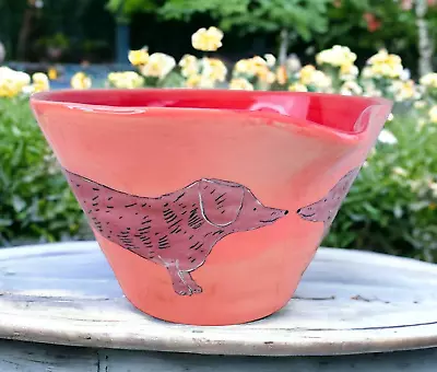 Anthropologie Mixing Bowl GEMMA ORKIN Dogs PAINTED PUPS Dachshund 68oz • $39.99