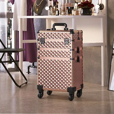 Travel Makeup Beauty Vanity Case Trolley Nail Cosmetic Hairdressing Storage Box • £65.95