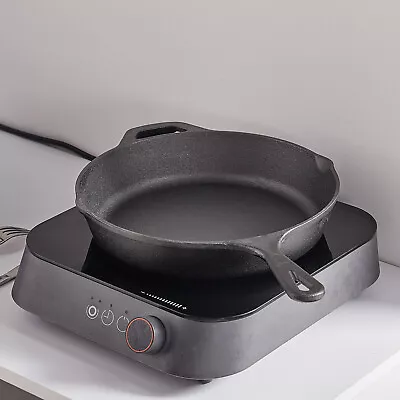 £18.95 • Buy NonStick Cast Iron Skillet Frying Griddle Plate Grill Pan Indoor BBQ Hob Cooking