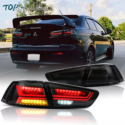 VLAND Smoked LED Tail Lights For 2008-2017 Mitsubishi Lancer EVO Sedan Rear Lamp • $329.99