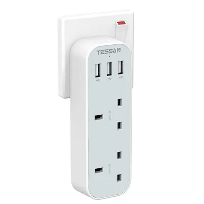 Multi Way Wall Socket Plugs Adaptor With 3 USB Ports 13 Amp UK Power Extension • £16.98